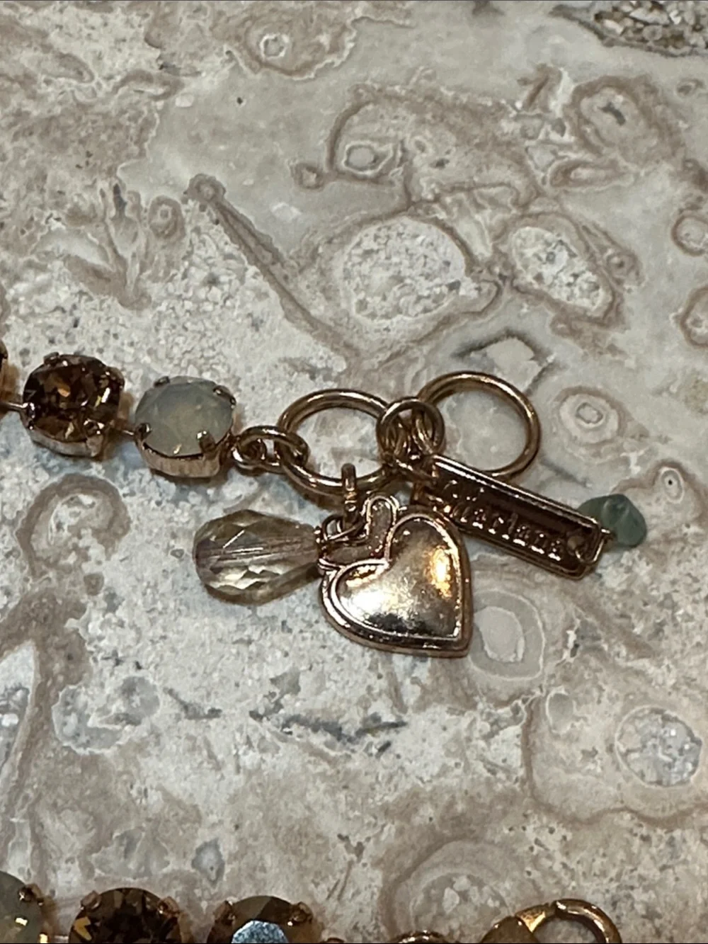 Mariana Gold-Tone Bracelet with Aqua, Brown and Cream Accents